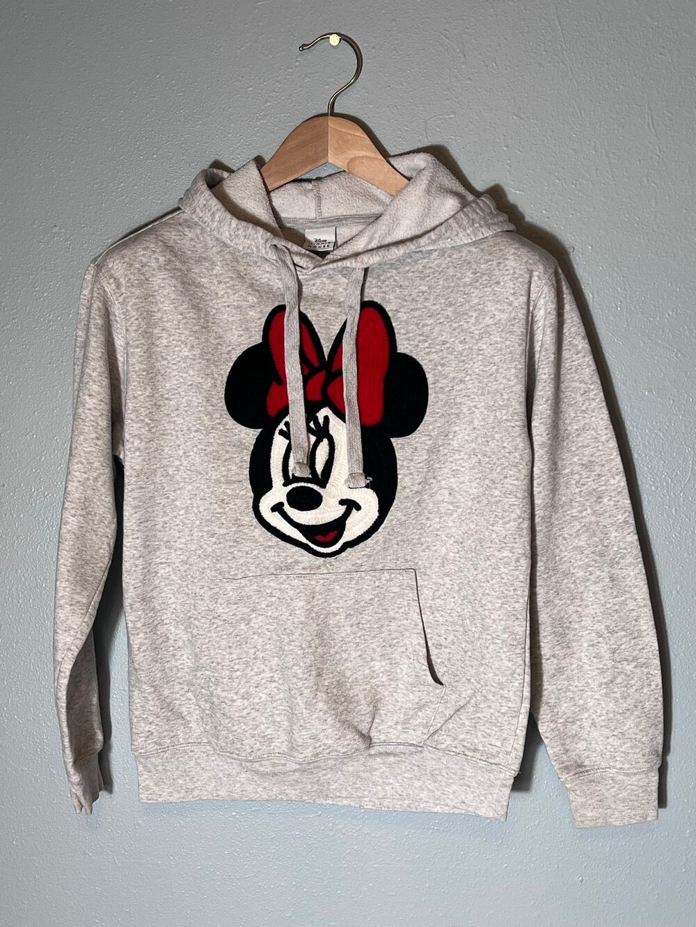 Disney Minnie Mouse Embroidered Grey Hoodie Womens S Sweatshirt Kidcore Vacation